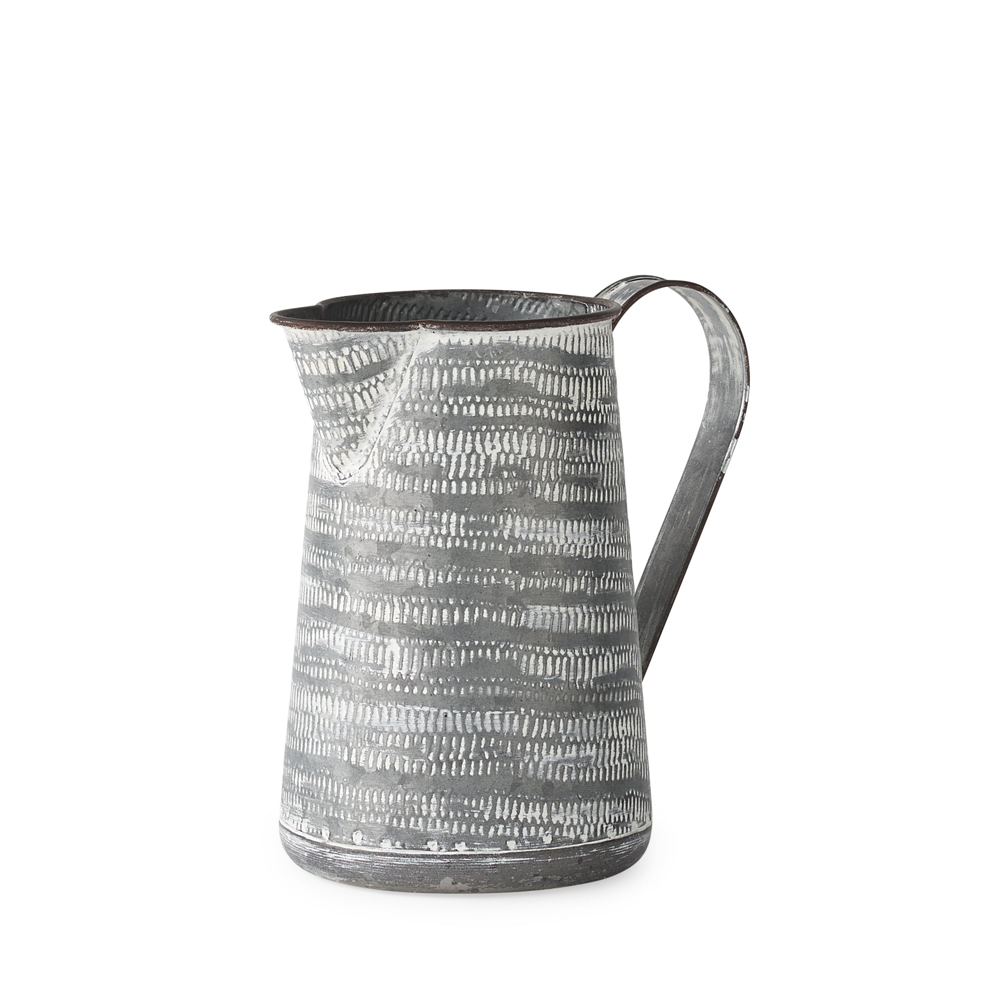 Serena Grey/White Textured Metal Jug - Small 8"