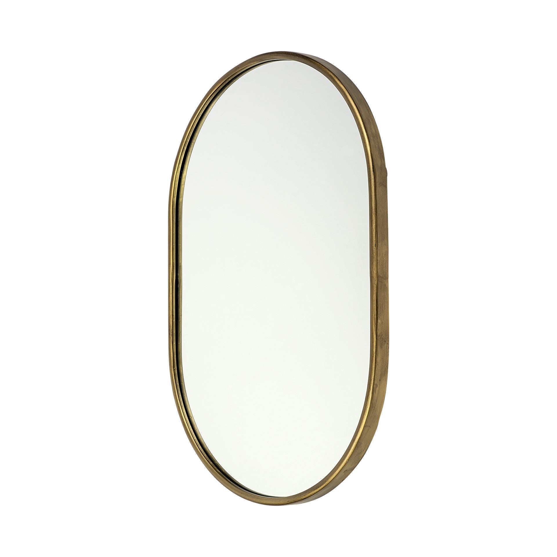 Oval Mirror Wood Finish Metal Frame 24x36 #18