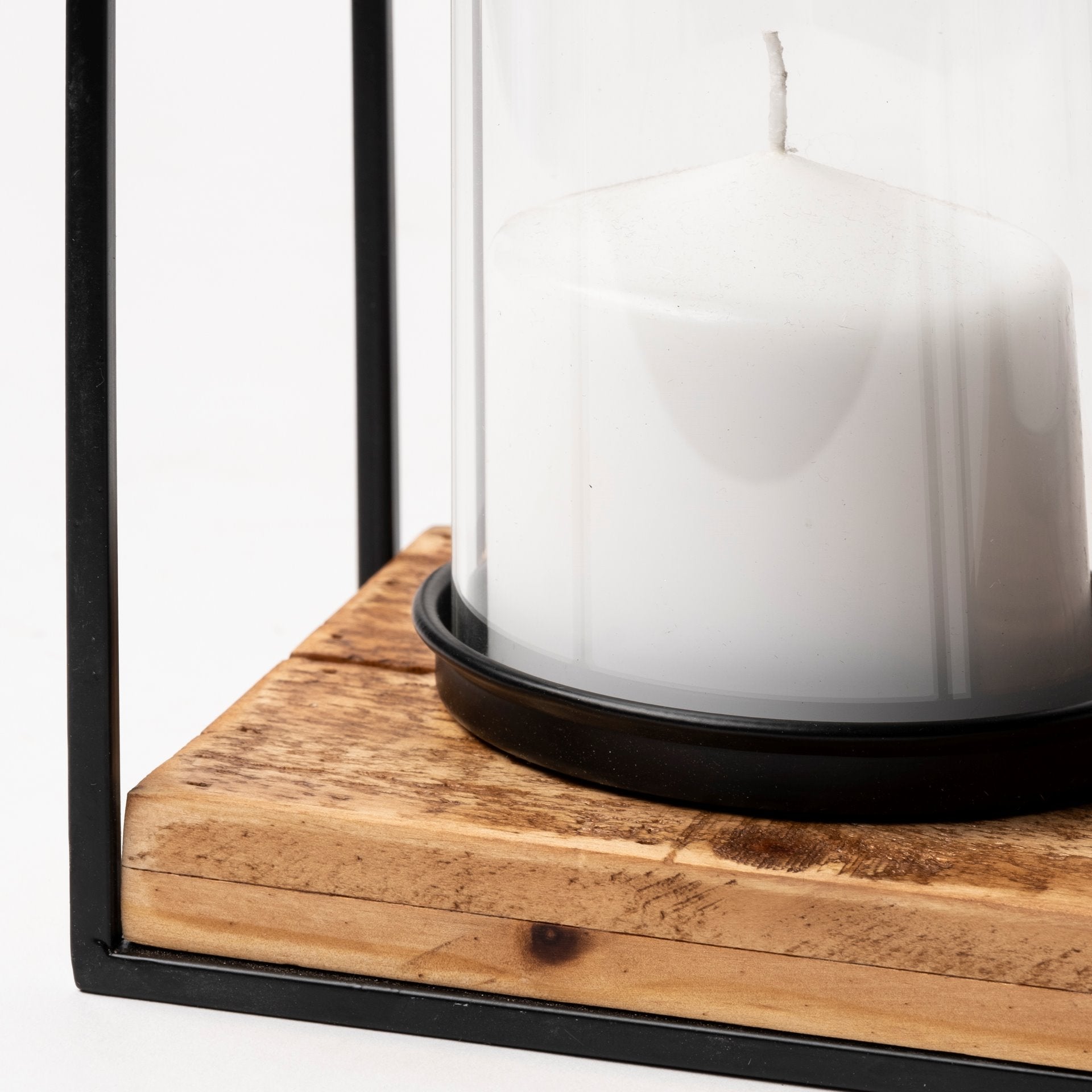 Leopold Black Metal & Wood Table Candle Holders