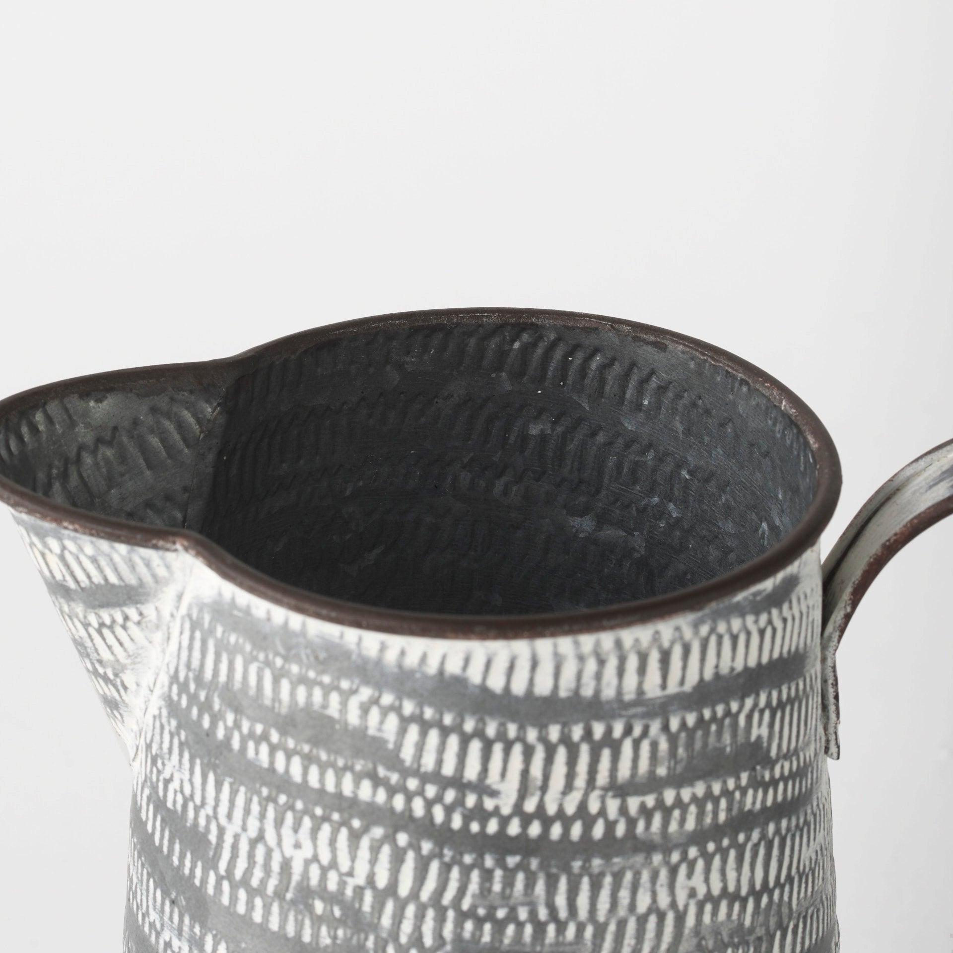 Serena Grey/White Textured Metal Jug -Large 11.2"