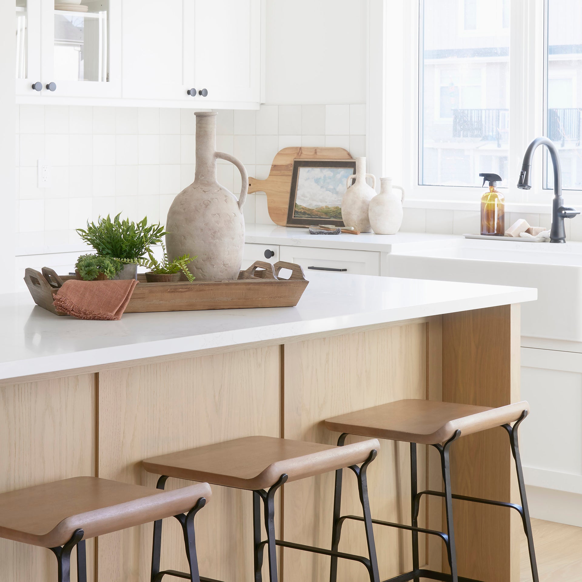 Zenni Ceramic Vase - Warm Beige 9.3"H