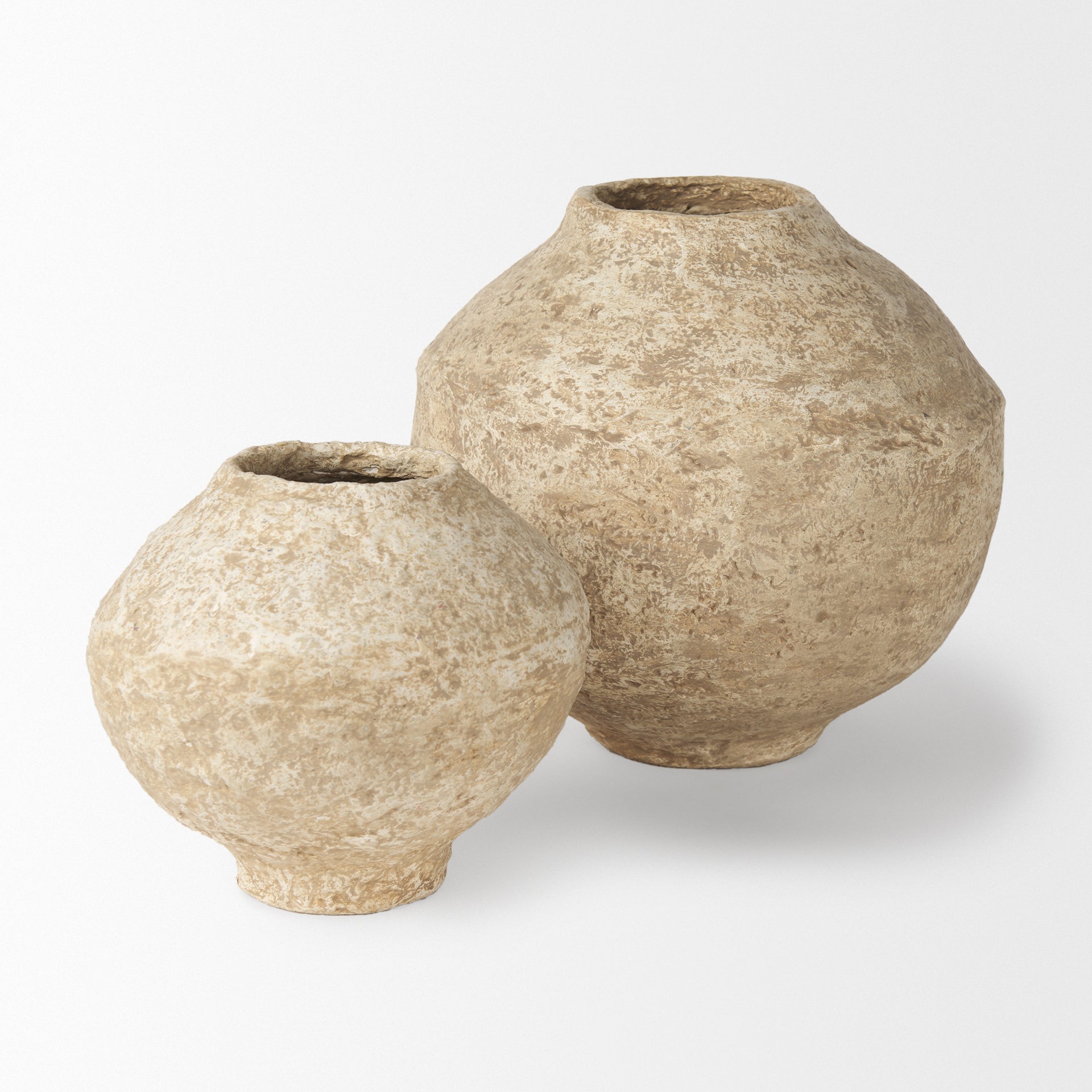 Ritu Paper Mache Pot Vase - Sm Beige