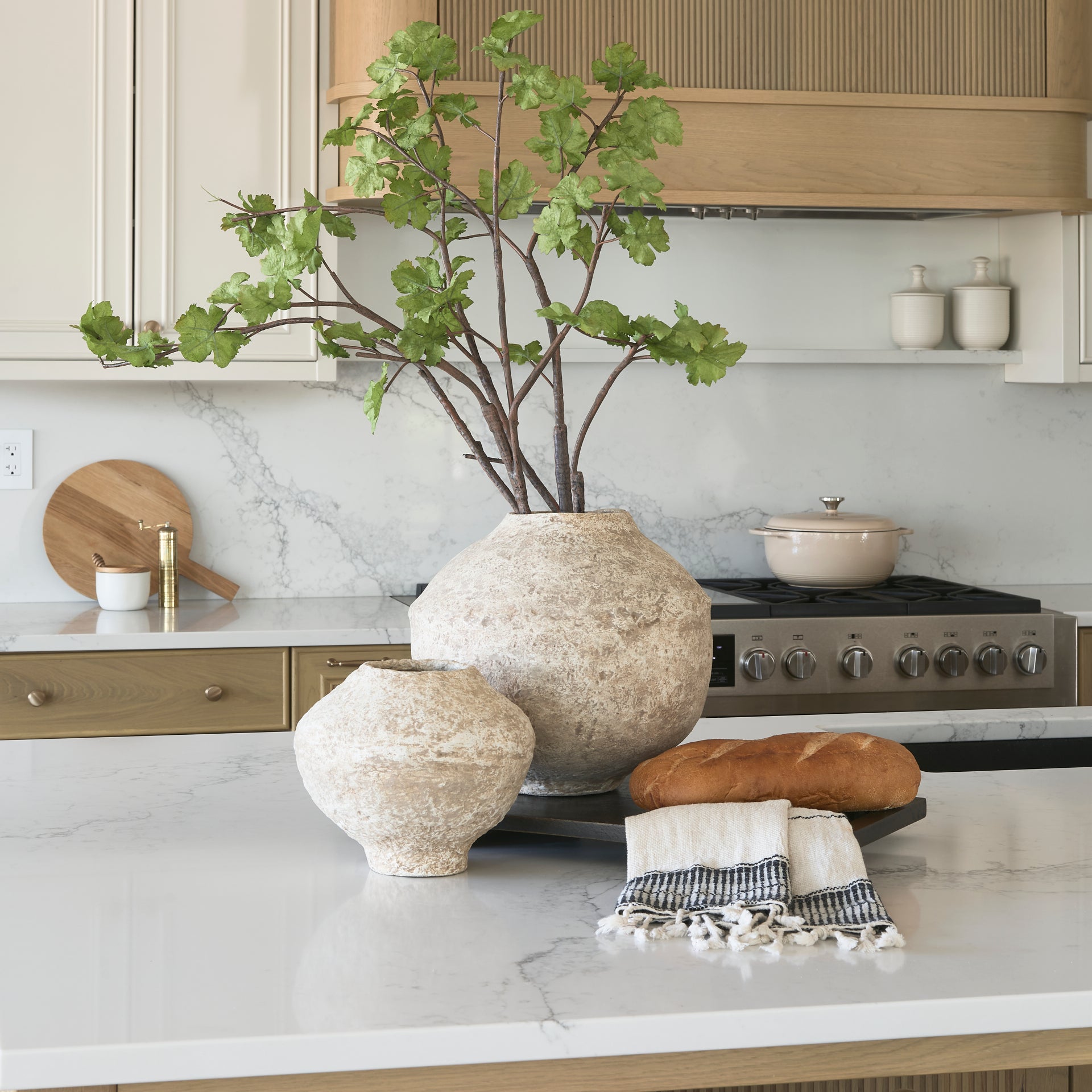 Ritu Paper Mache Pot Vase - Sm Beige