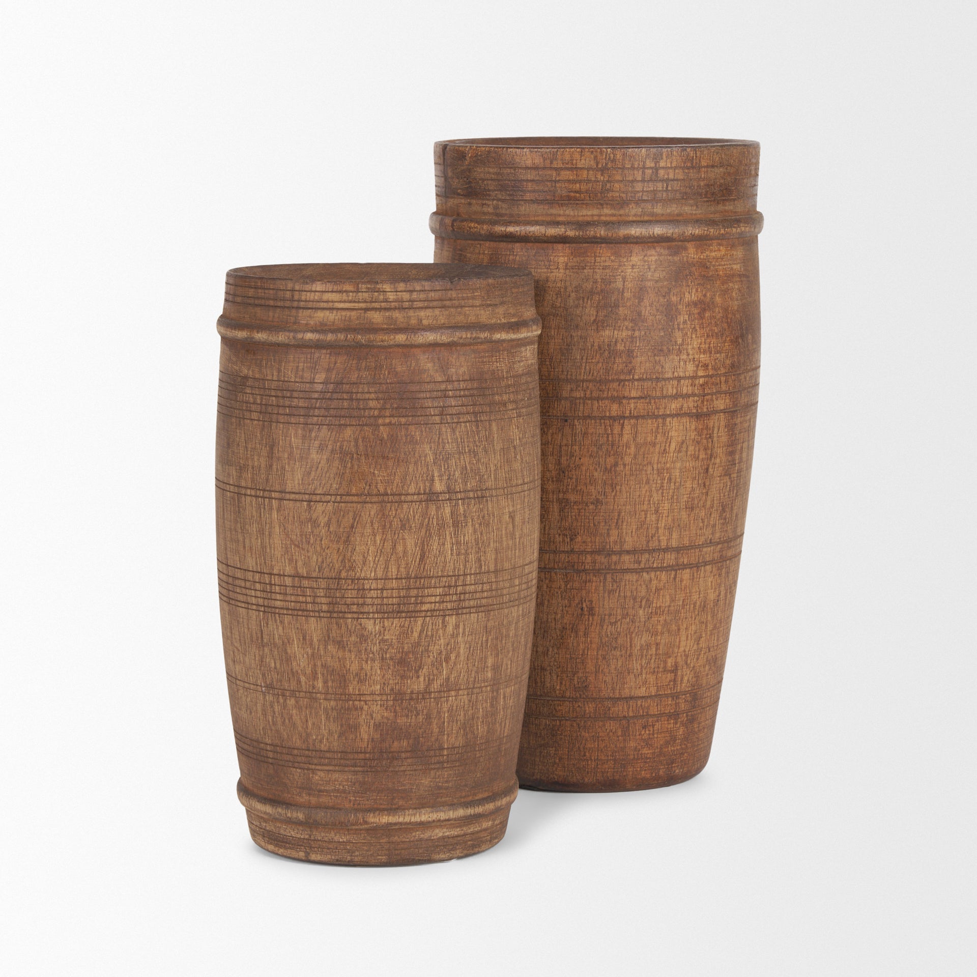 Porta Reclaimed Wooden Pot - Small Brown
