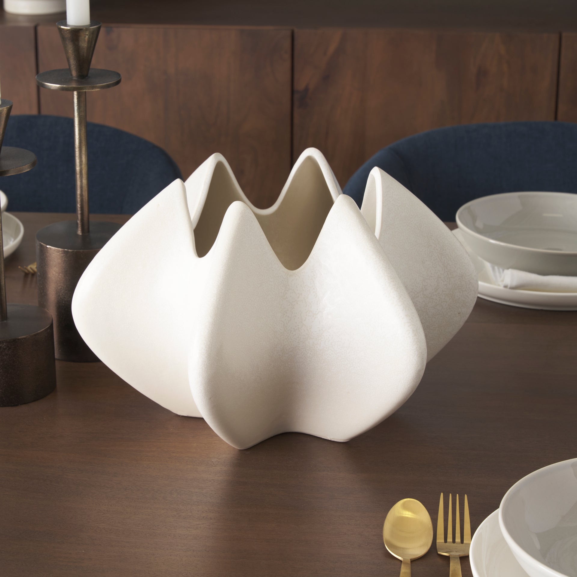 Ulrich Sculptural Cream Glazed Ceramic Vase