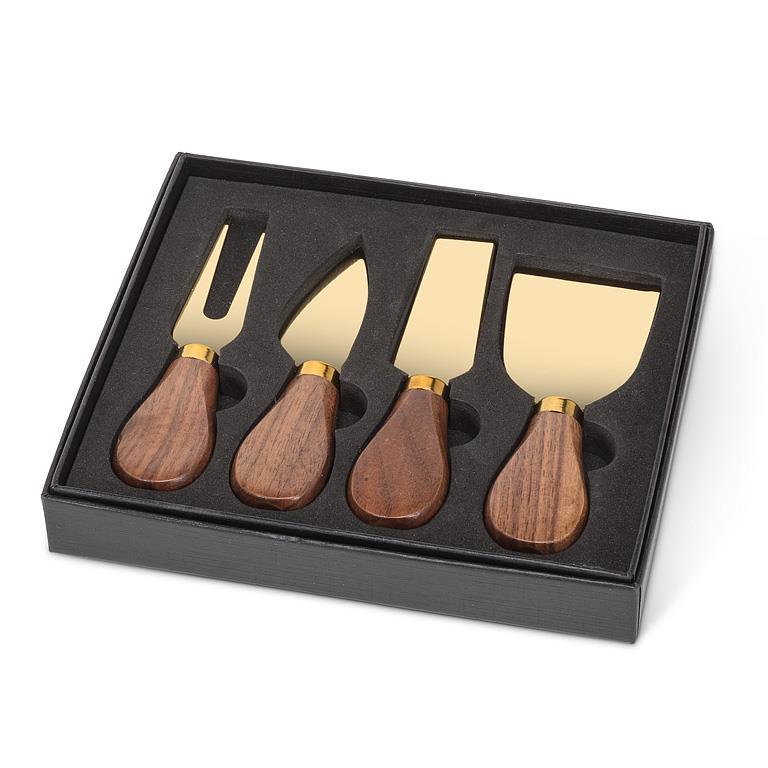 Walnut Handled Cheese Knives Gold