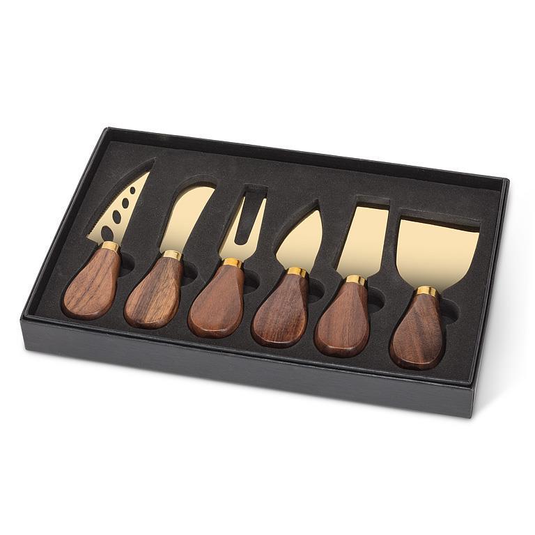 Walnut Handled Cheese Knives Gold