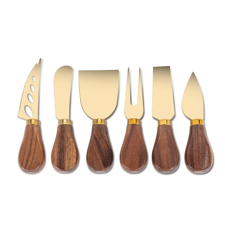 Walnut Handled Cheese Knives Gold