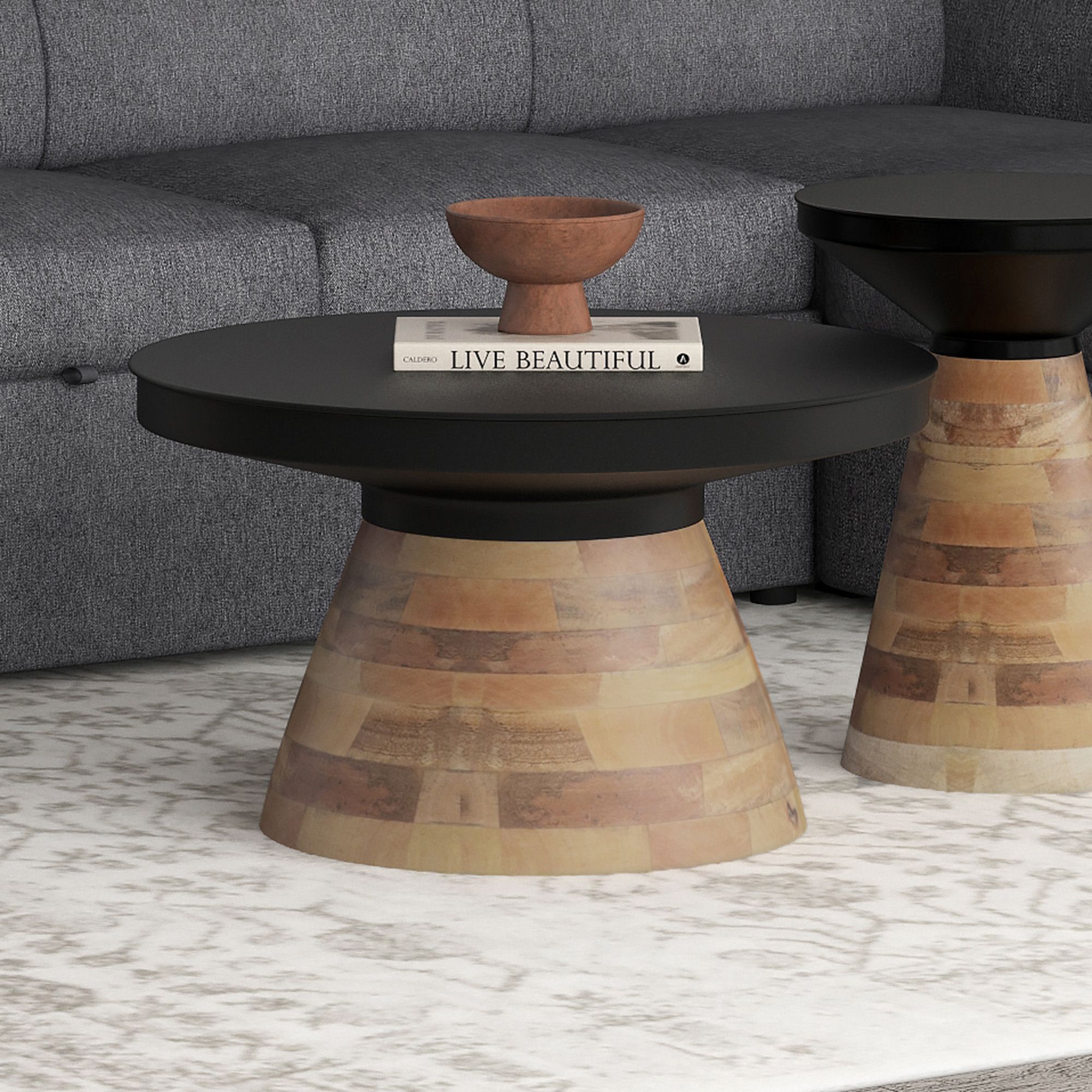 Boden Coffee Table - Black/Walnut 29.75 x 17.5