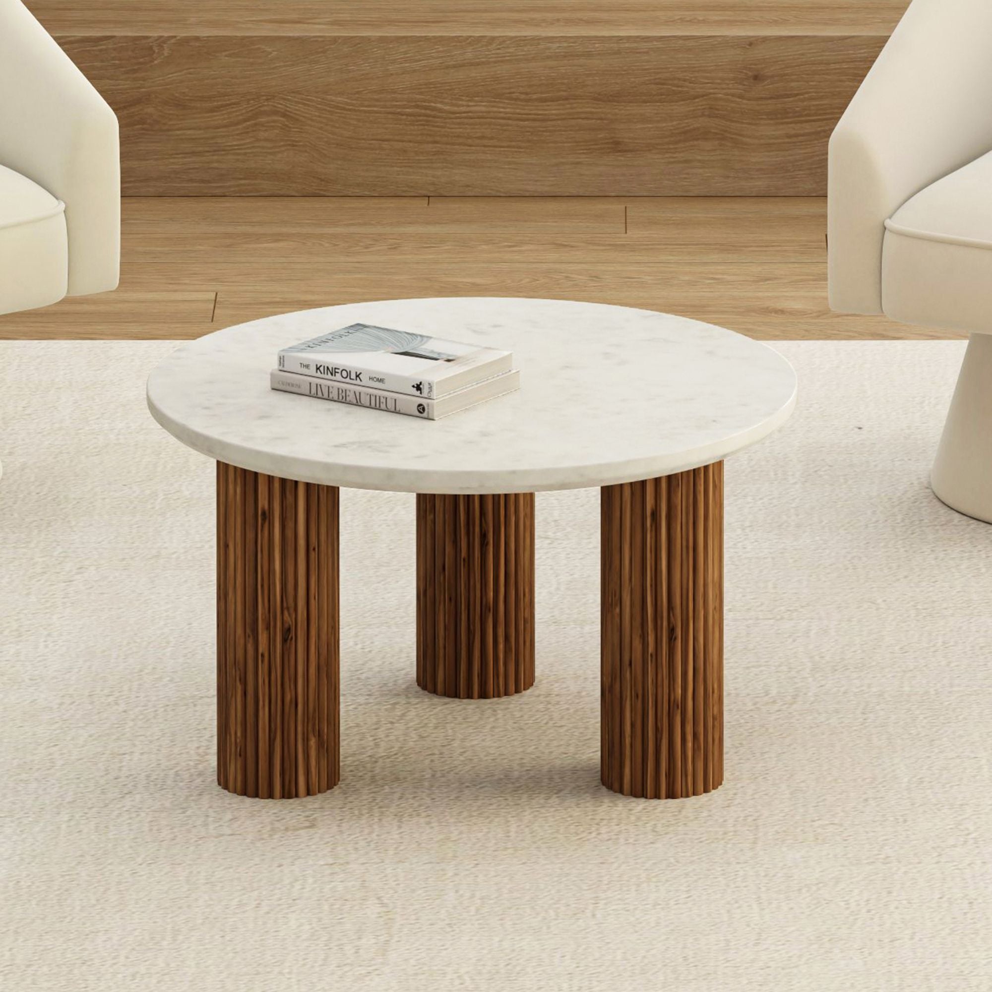 Jilsa Coffee Table - White/Walnut 31.5 x 18