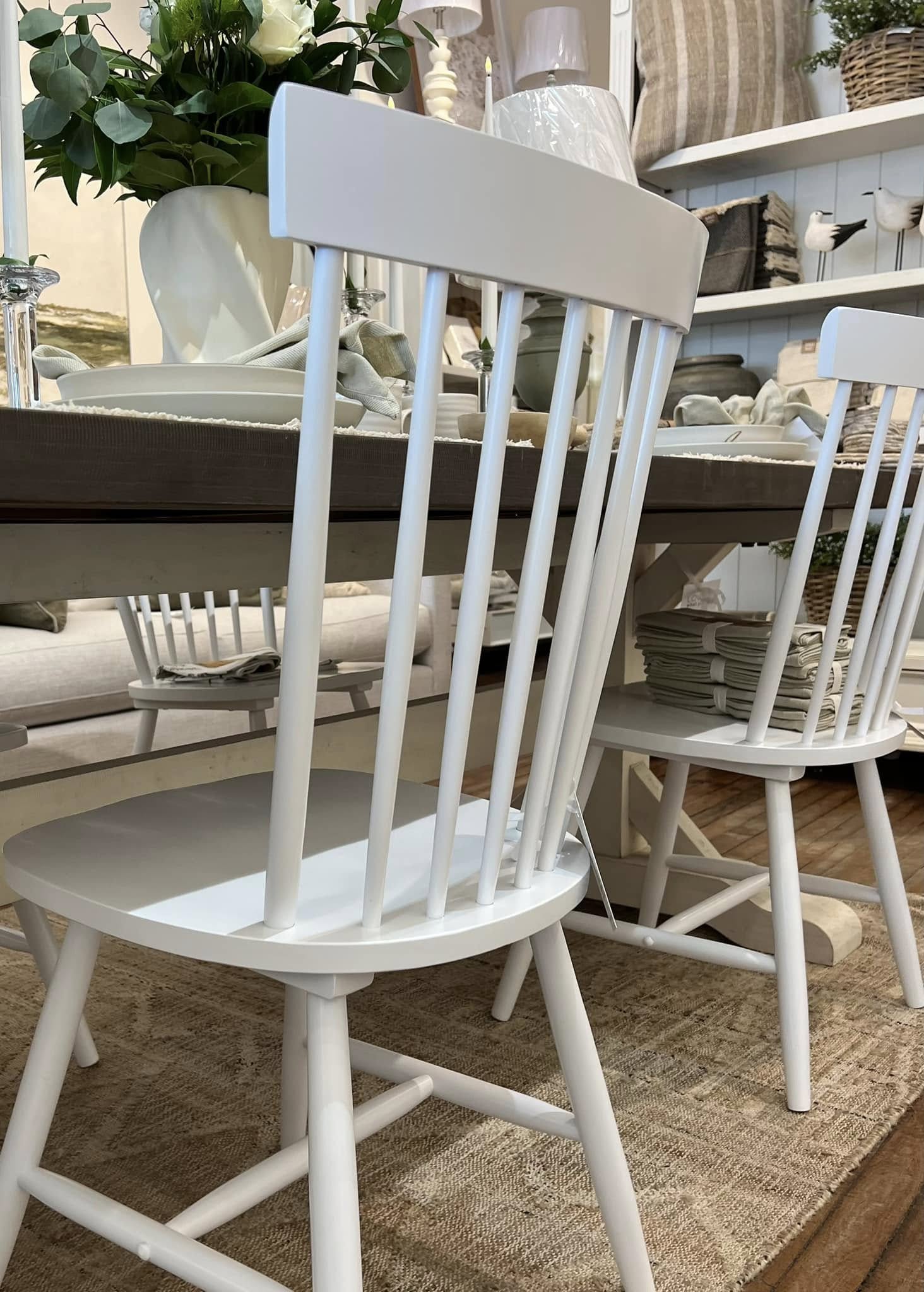 White Dining Chair Farmhouse High Back #27