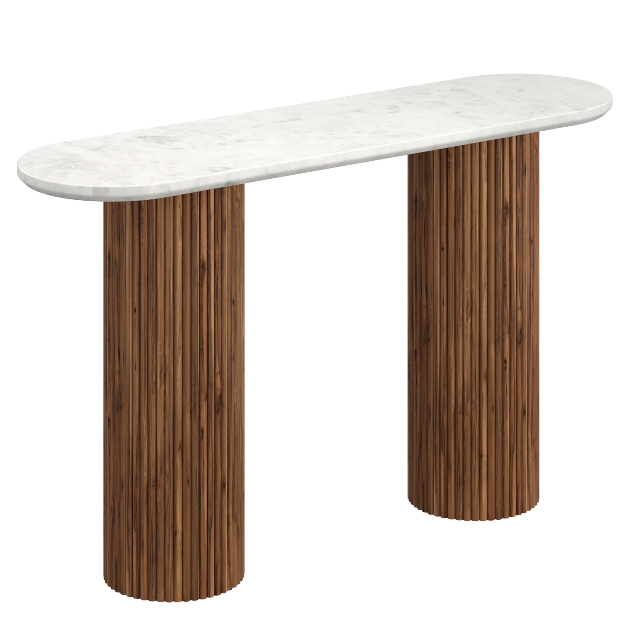 Jilsa Console Table - White Marble/Walnut 50 x 14 x 30