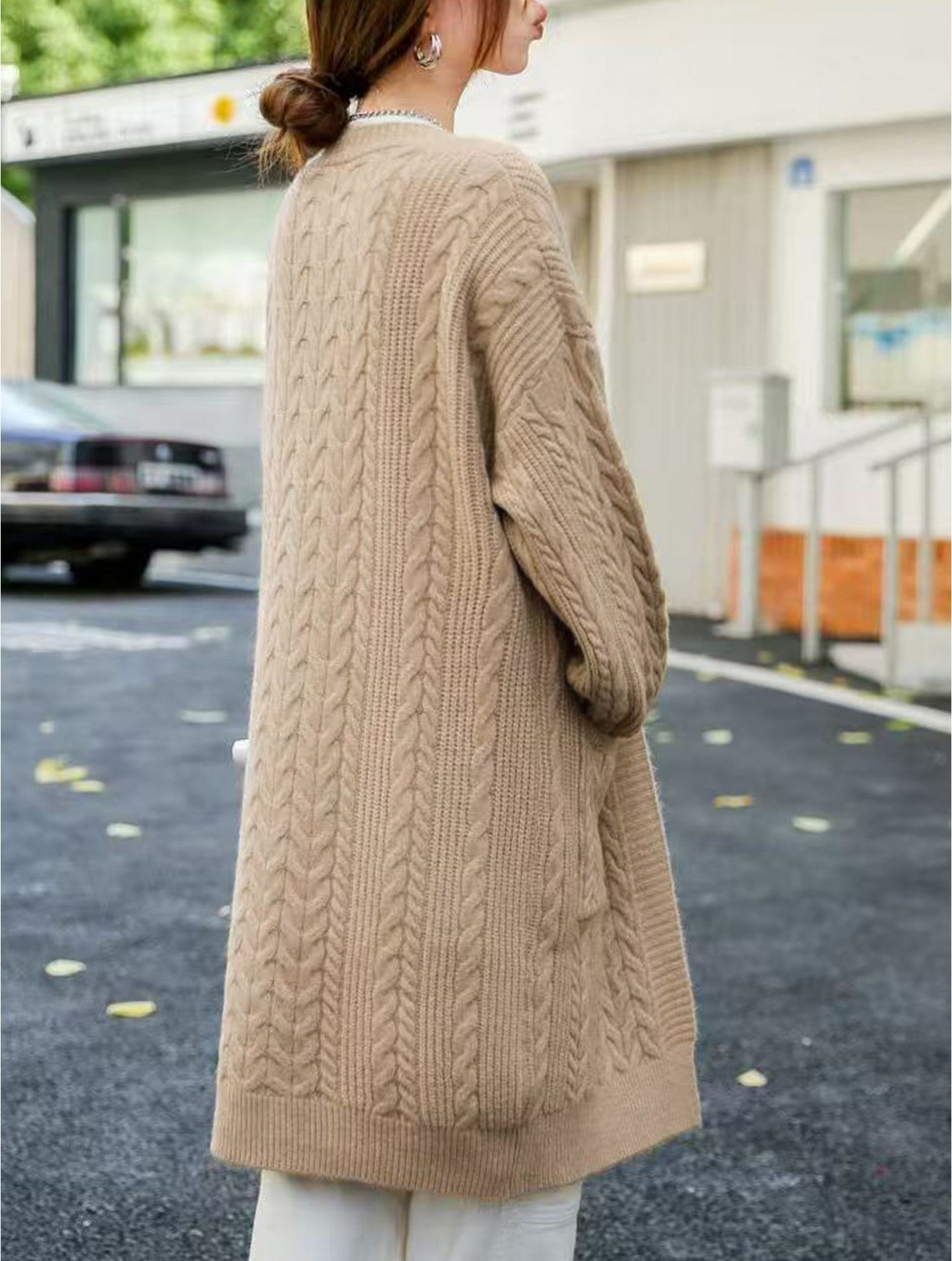 Solid Colour Knitted Cardigan w/ Pocket