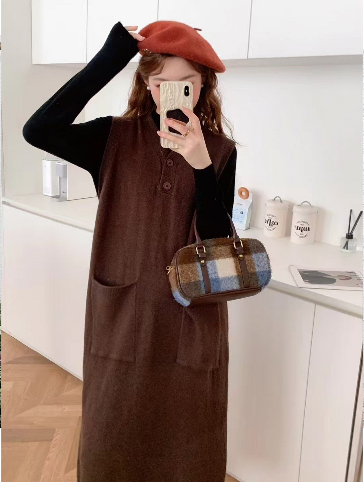 V-Neck Sleeveless Loose Sweater Dress