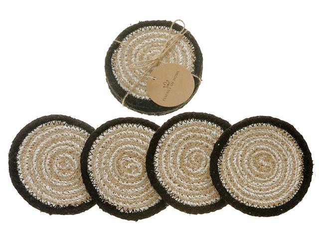 4 PC ROUND BRAIDED COASTER