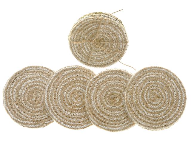 4 PC ROUND BRAIDED COASTER