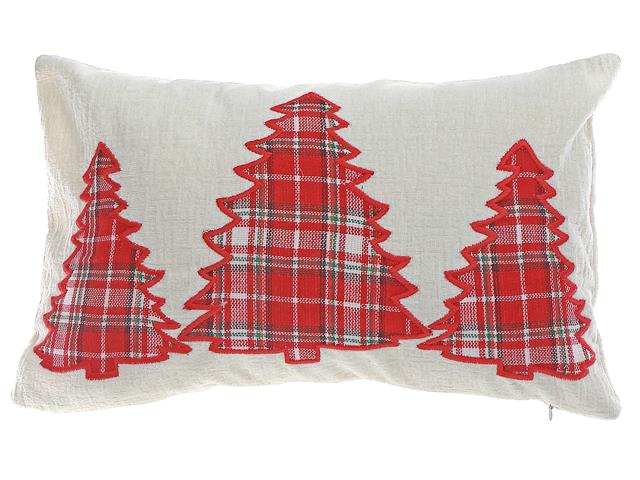 EMBRODOIDERED CUSHIONS PLAID TREE