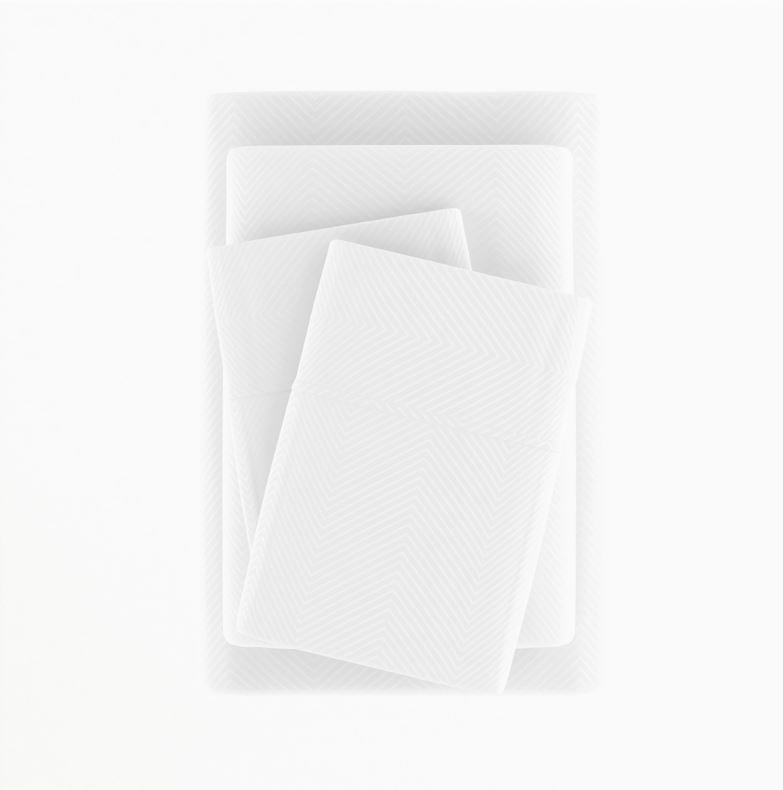 4 PC HOME PREMIUM CHEVRON SHEET SET - WHITE