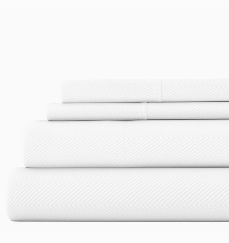 4 PC HOME PREMIUM CHEVRON SHEET SET - WHITE