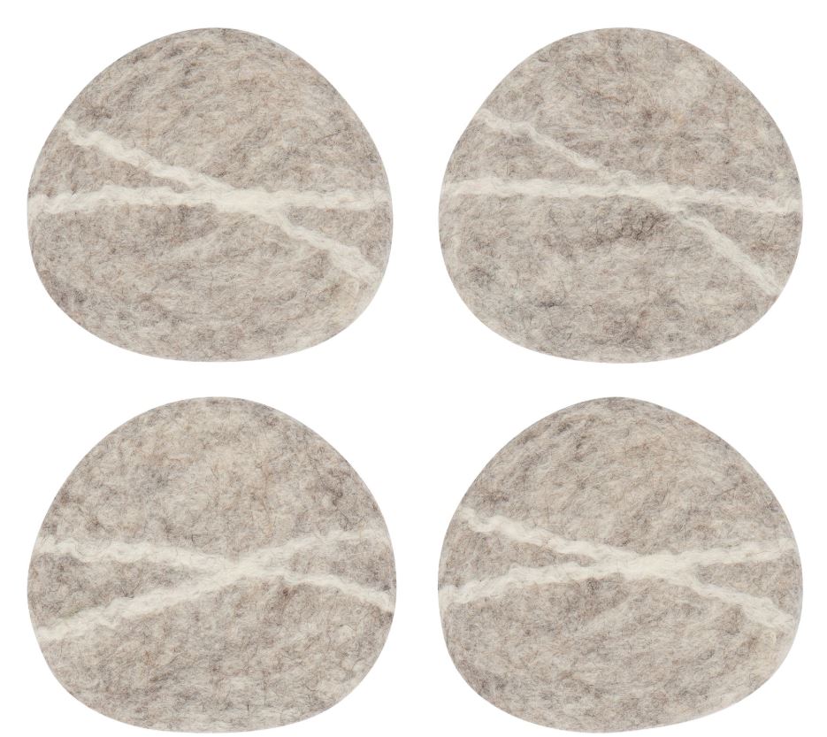 Heirloom Striato Felt Wool Coasters Set of 4 - Flint