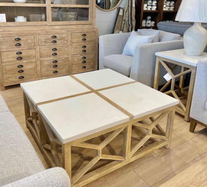 Coffee Table Limestone Top 40"x18"x40" #22