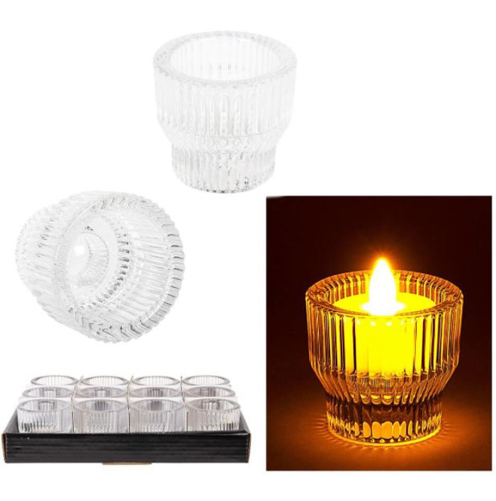 RIBBED GLASS TEALIGHT HOLDER