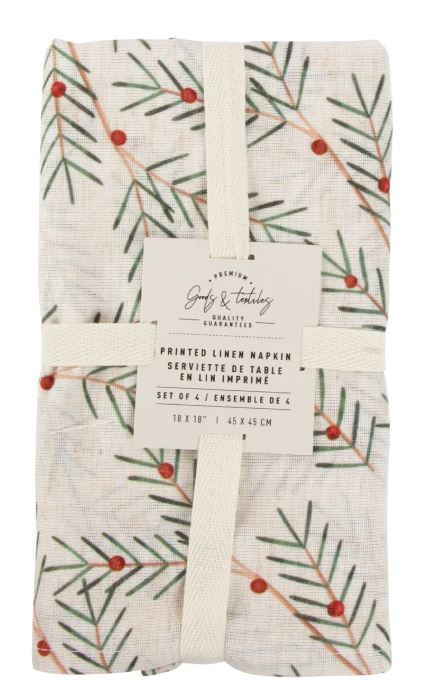 Slim Holly Napkin - Set of 4