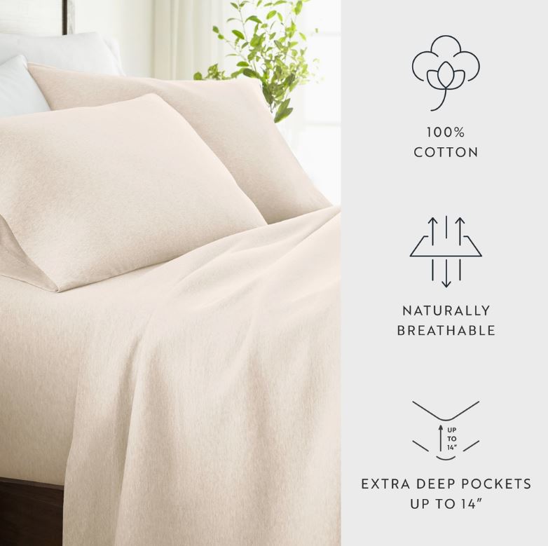 4 PC COTTON JERSEY KNIT SHEET SET