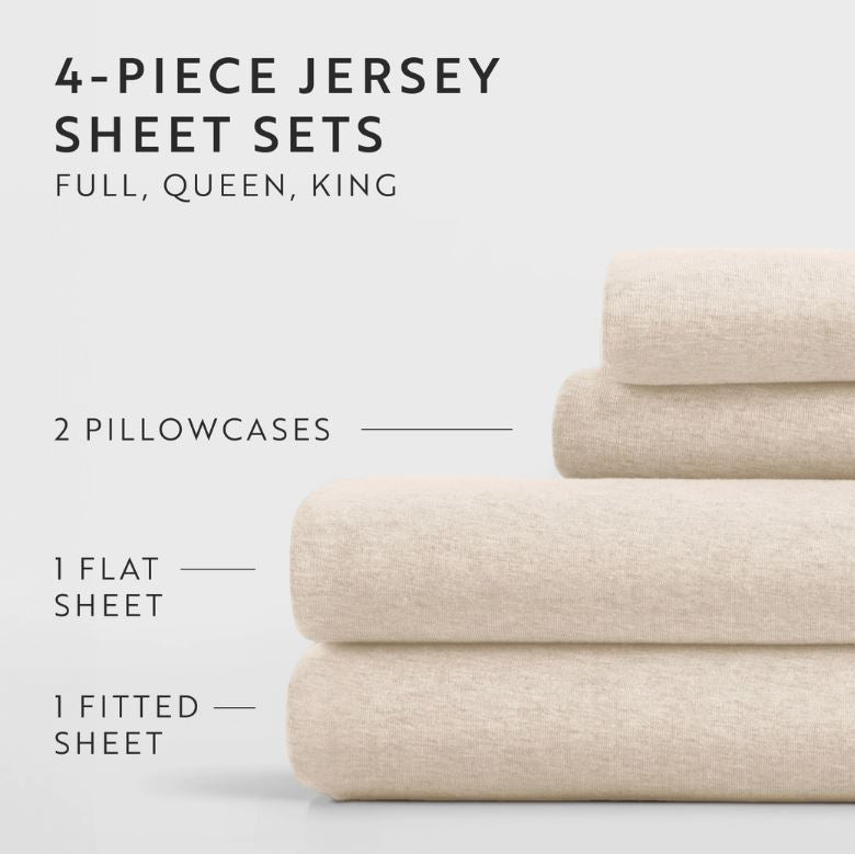 4 PC COTTON JERSEY KNIT SHEET SET