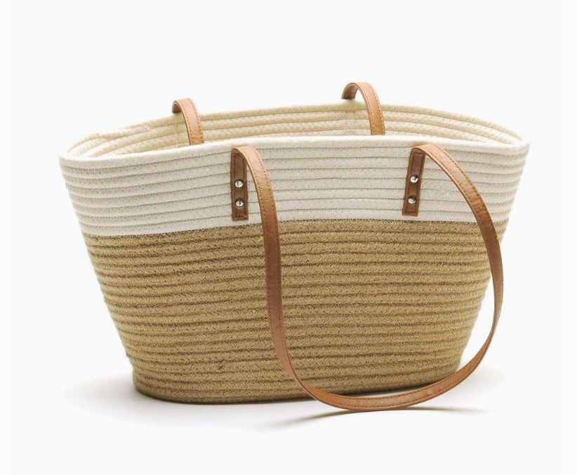 Jute and White Market Bag