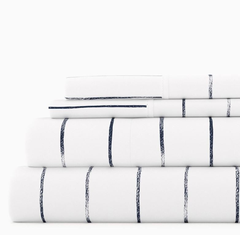 Distressed Line Sheet Set - Navy