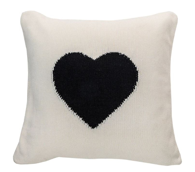 Amoroso Black Heart Decorative Pillow