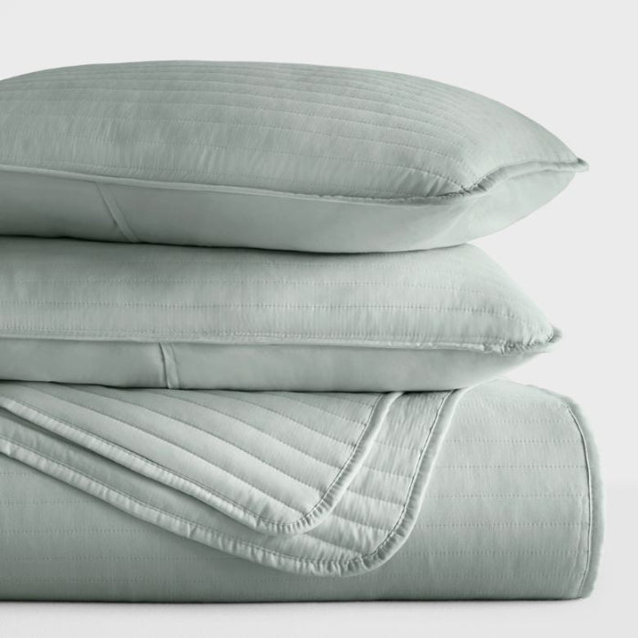 3 PC Stripe Stitch Quilted Coverlet Set