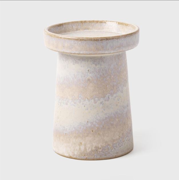 REACTIVE GLAZE PILLER CANDLE HOLDER