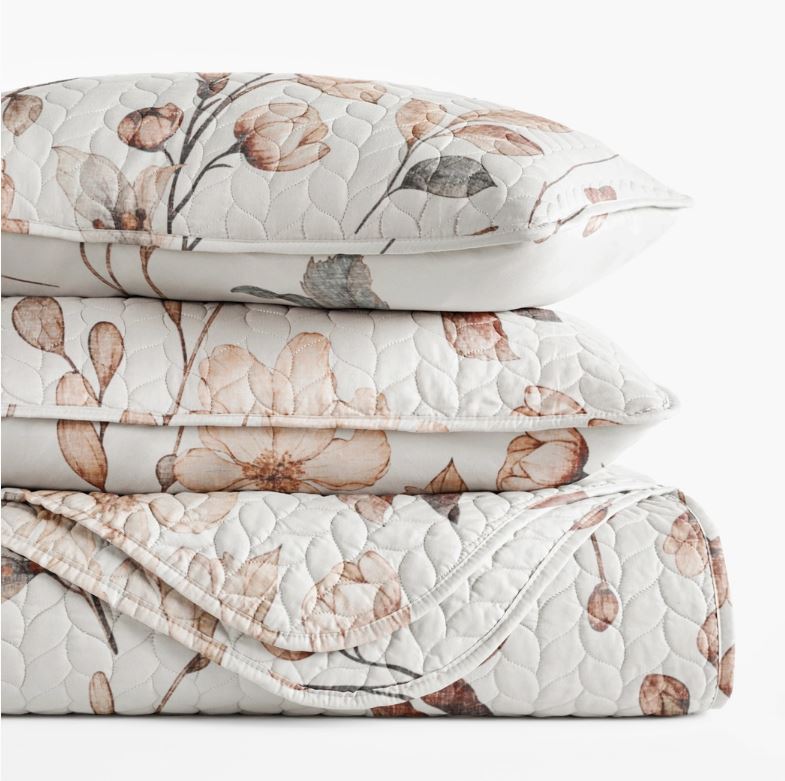 Russet Floral All Season Patterned Reversible Quilt Set