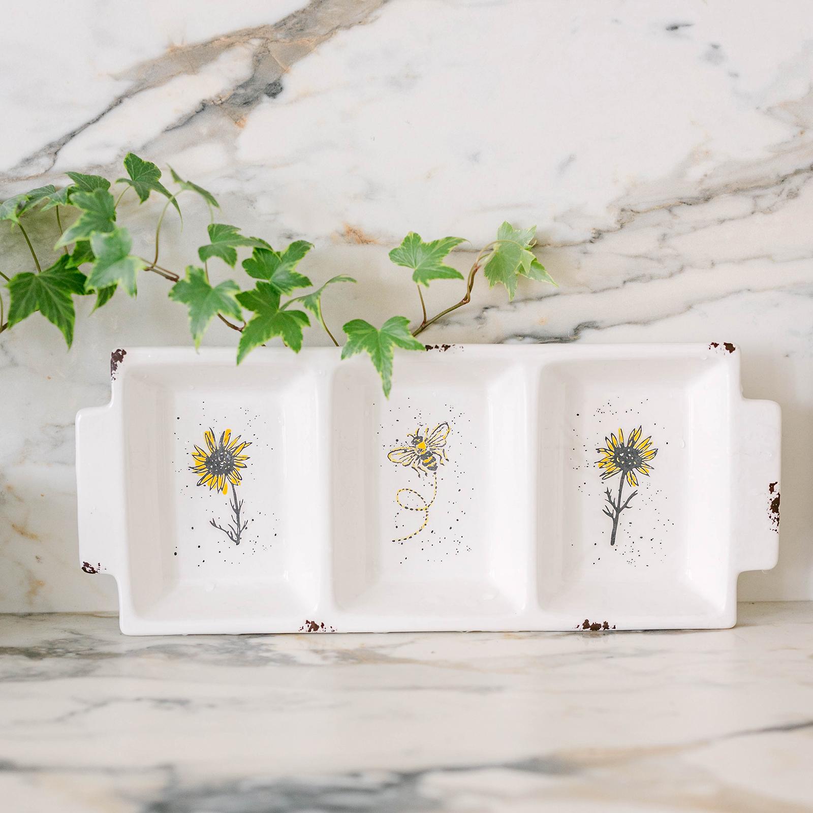 Serving Dish - Sunflower/Bees