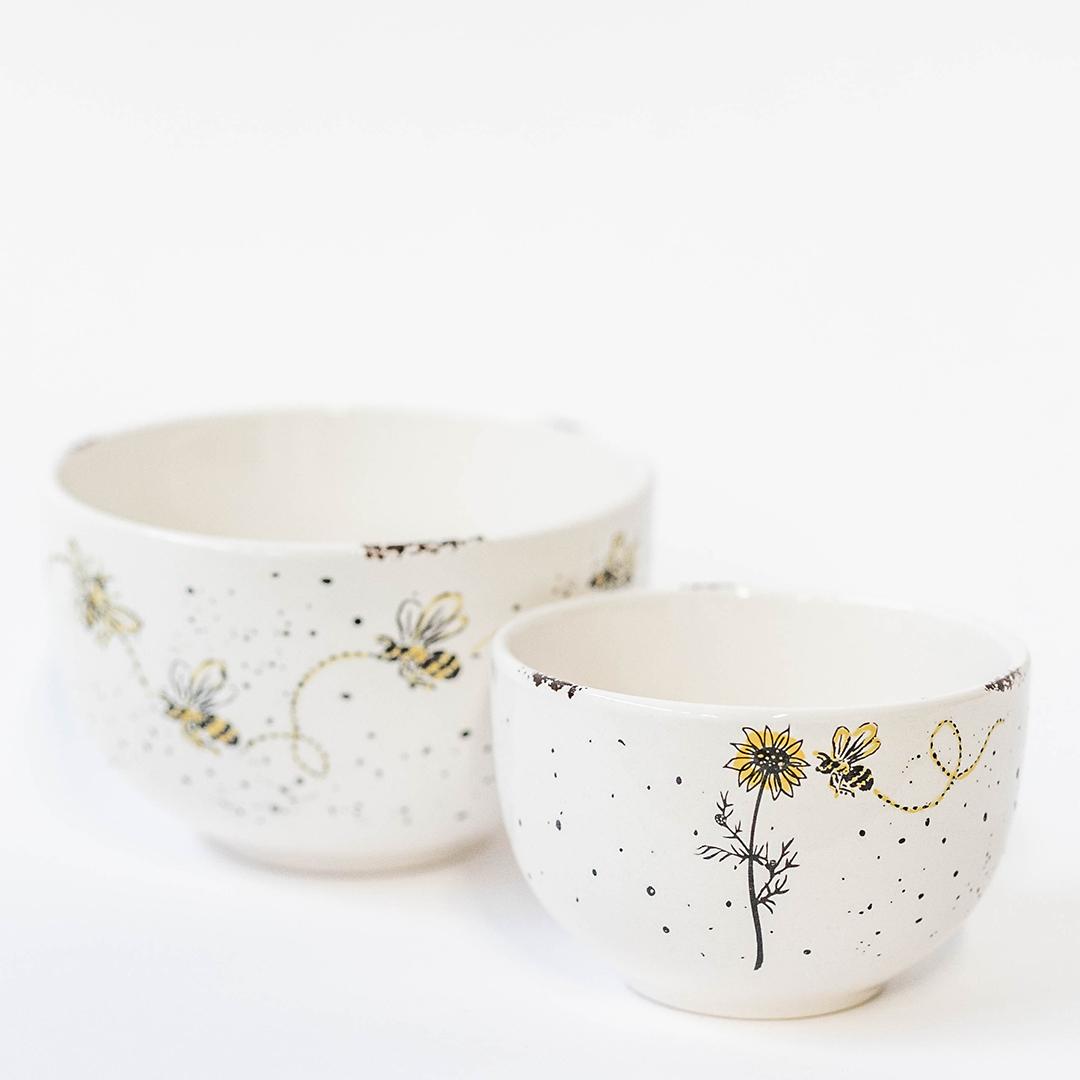 Ceramic Bowl - Sunflower/Bees