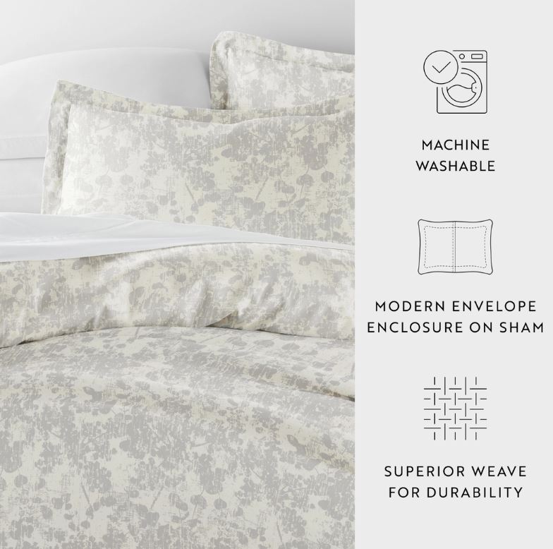 Weathered Floral Pattern - 3-Piece Duvet Set